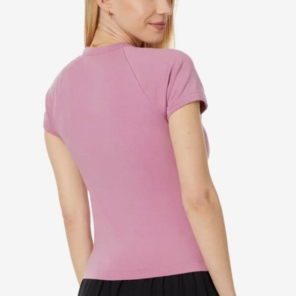 Madewell Women's Size Large Shaded Pink Raglan-Sleeve Baby Tee Shirt - Picture 2 of 9